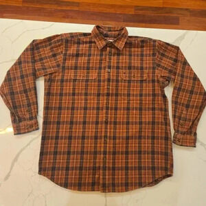 VTG Carhartt Mens Plaid Flannel Button Down Shirt Red Black Size